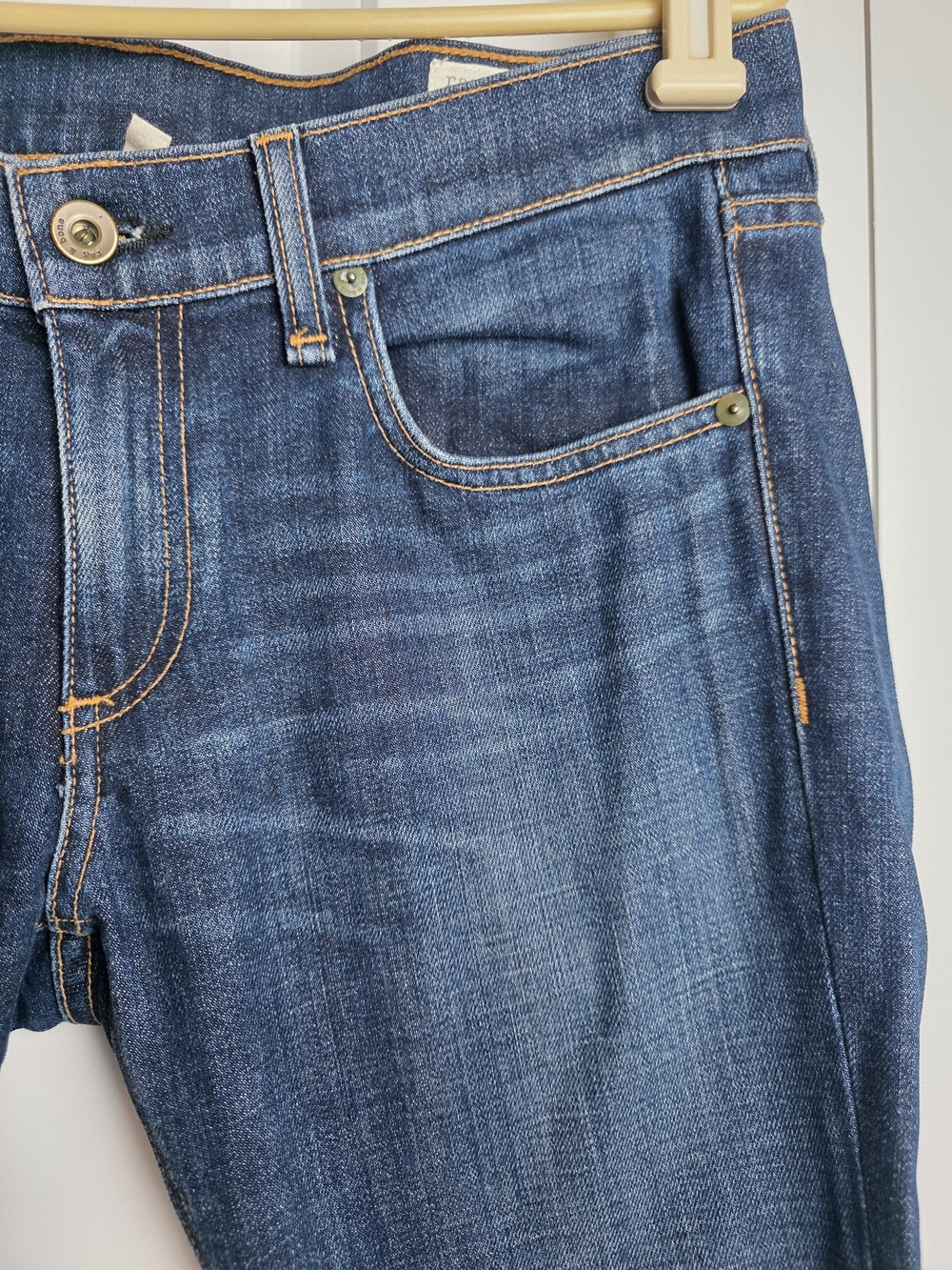 Rag & Bone "Tomboy" Slim Straight Jeans in Aged Dark Wash – Size 27 X 28.5" - Picture 7 of 16